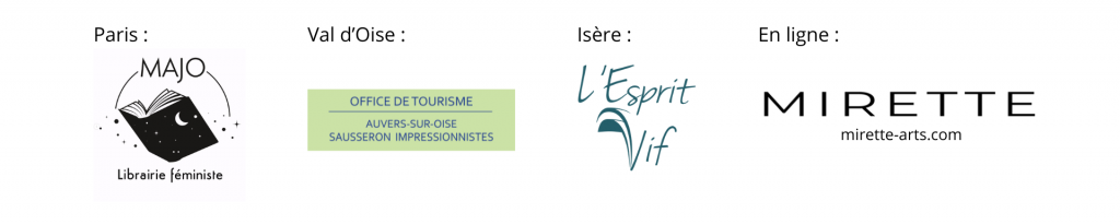 Boutiques et librairies qui revendent les céramiques artisanales de Pauline Della Pera dans le Val d'Oise, à Paris, en Isère et en ligne