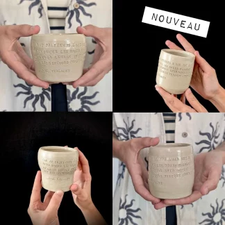 Tasse-poème "En patinant" de Paul Verlaine
